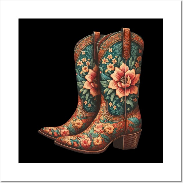 Flower cowgirl boots Wall Art by PinScher